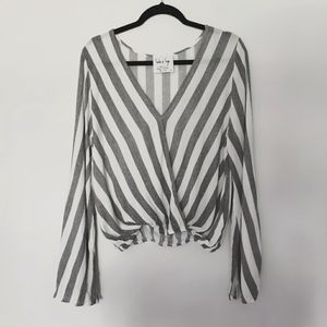 Sadie & Sage Bell striped Sleeve wrap Crop Top